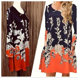 Sherosa Floral Print Long Sleeve Dress Size S